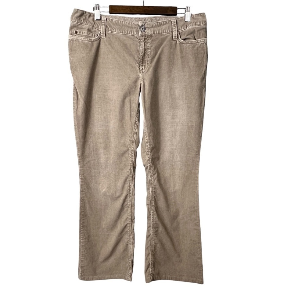 Eddie Bauer Corduroy Women's Curvy Bootcut Pants 12 Khaki Tan Stretch